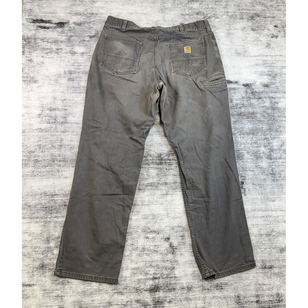 Carhartt Mens Relaxed Fit Rugged Flex Work Pants Grey 38x32 Distressed - Picture 2 of 11